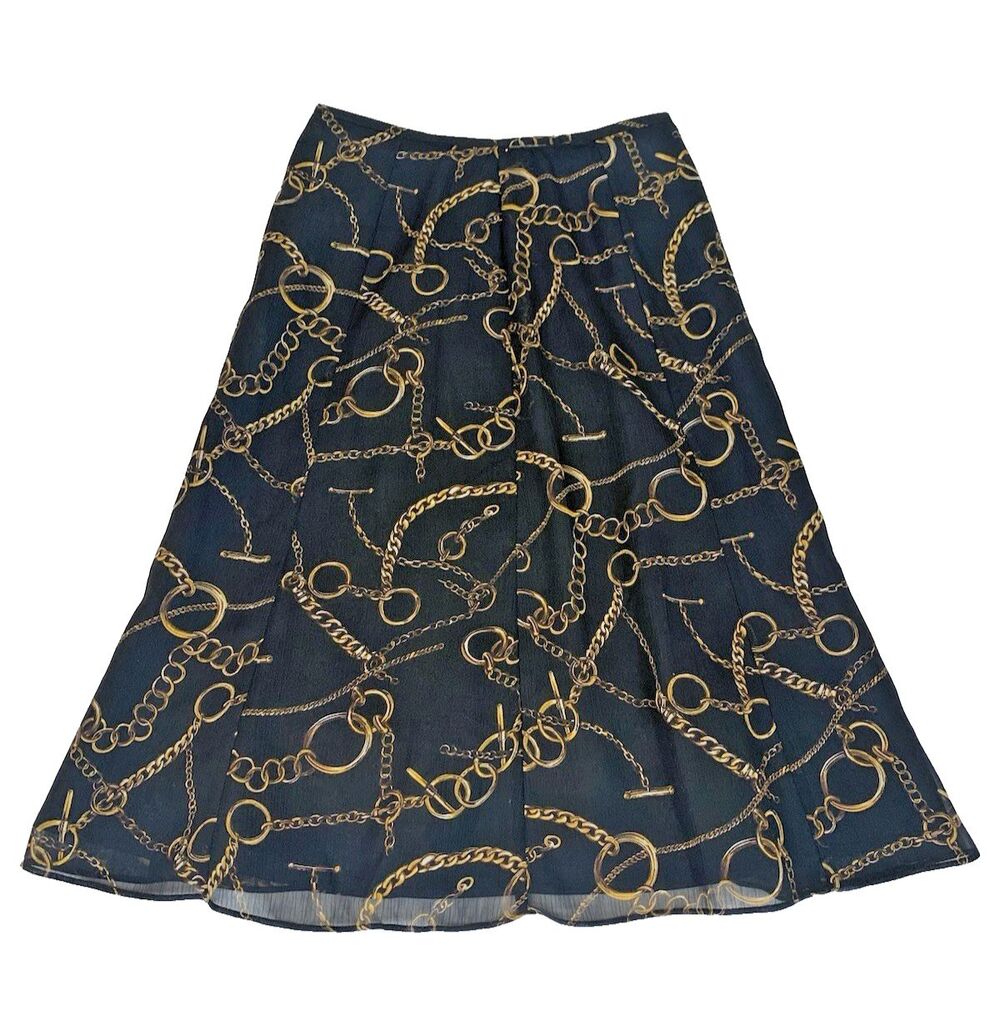 Evan Picone Skirt Women's Size 6 Lasso Rope Pattern Western Festival Lined Zip